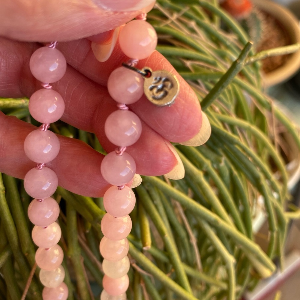 Rose Quartz, Pyrite and Turquoise Mala Necklace - Picture 9 of 9
